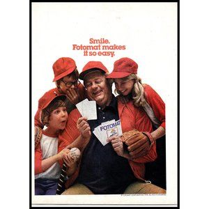 1978 Fotomat Film Processing Vintage Print Ad Dad Baseball Coach Glove Wall Art
